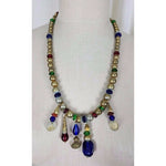 Single Strand Metal Glass Beads Pearls Gripoix Jewels Coins Gold BEADED NECKLACE