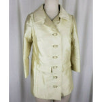 Authentic Vintage MCM Kitsch Jackie O Union Made Satin Coat Womens M USA Yellow