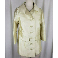 Authentic Vintage MCM Kitsch Jackie O Union Made Satin Coat Womens M USA Yellow