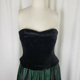 Laura Ashley Vintage Black Velvet & Floral Taffeta Formal Corset Dress Womens 12