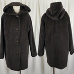 Jones New York Hooded Wool Midi Peacoat Coat Womens 6 Chocolate Brown G-III Long