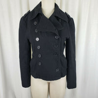 Rave Wool Cropped Military Double Breasted Peacoat Womens M Black Punk Rocker