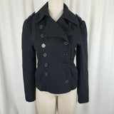 Rave Wool Cropped Military Double Breasted Peacoat Womens M Black Punk Rocker