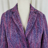 Coldwater Creek Woven Mottled Boucle Textured Blazer Jacket Womens XS Tulle Trim