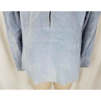 Liz Claiborne Blue Suede Leather Full Button Up Blazer Style Jacket Womens L
