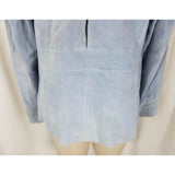 Liz Claiborne Blue Suede Leather Full Button Up Blazer Style Jacket Womens L