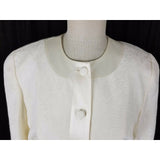 Vintage Andrew Harvey Collarless Floral Brocade Blazer Jacket Womens 8 USA Ivory