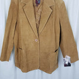 G-III Suede Brushed Leather Blazer Jacket Womens XL Unisex Mens Tan  Earth Camel