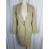 Vintage Linda Allard Ellen Tracy Silk Wool Checked Blazer Skirt Suit Womens 8