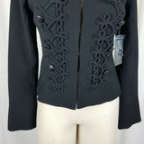 Vince Camuto Black Braided Soutach Gothic Steampunk Military Jacket Womens 0 NWT