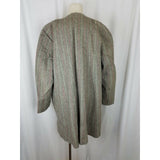 Vintage Handmade Open Front Wrap Collarless Pinstriped Long Coat Jacket Womens L