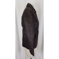 Oakwood Classic Brown Leather Full Zip Up Half Belted Insulated Jacket Womens S