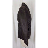 Oakwood Classic Brown Leather Full Zip Up Half Belted Insulated Jacket Womens S