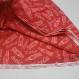 Vintage Coca-Cola Silhouette Bottles Red Script Coke Fabric 2.5+ Yards Material