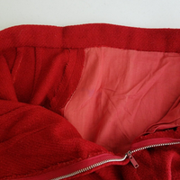Vintage Handmade Red Winter Wool Short Skirt Womens S 50s 60s 70s Geek Chic