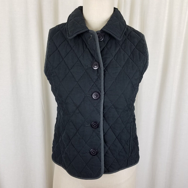 LL Bean Petites Upcountry Plaid Lined Quilted Cotton Outdoor Vest Womens XSP