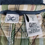 LL Bean Petites Upcountry Plaid Lined Quilted Cotton Outdoor Vest Womens XSP
