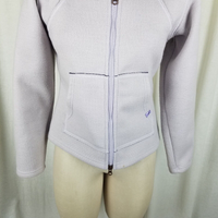 Eastern Mountain Sports Waffle Lined Hooded Wool Zip Windbreaker Jacket Womens S