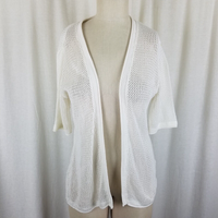 Joseph A. Crochet Loose Knit Fishnet Look Mesh Open Front Wrap Sweater Womens M
