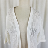 Joseph A. Crochet Loose Knit Fishnet Look Mesh Open Front Wrap Sweater Womens M
