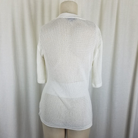 Joseph A. Crochet Loose Knit Fishnet Look Mesh Open Front Wrap Sweater Womens M