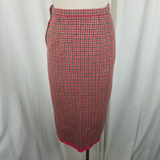 Vintage Handmade Plaid Checked Wool Tweed Midi Skirt Womens S 1950s 1960s 1970s