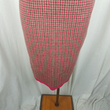 Vintage Handmade Plaid Checked Wool Tweed Midi Skirt Womens S 1950s 1960s 1970s