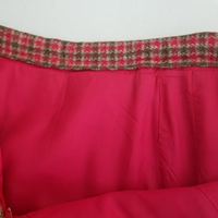 Vintage Handmade Plaid Checked Wool Tweed Midi Skirt Womens S 1950s 1960s 1970s