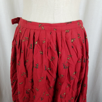 Vintage Ralph Lauren Red Duck Hunting Pleated Maxi Twirl Skirt Womens 14 Cotton