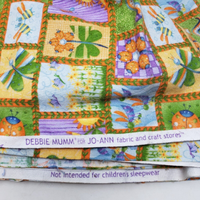 Vintage Debbie Mumm Jo-Anne Fabric Bugs Worms Flowers 4+ Yards Flannel Material