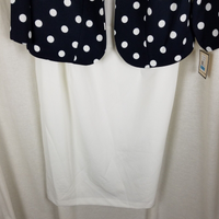 Maya Brooke Polka Dot Printed Short Jacket & Tank Dress Set Womens 16 Navy White