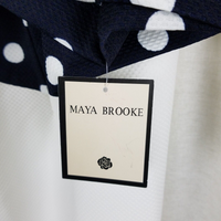 Maya Brooke Polka Dot Printed Short Jacket & Tank Dress Set Womens 16 Navy White