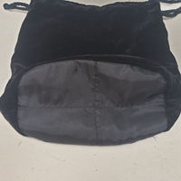 Vintage Black Velvet Embroidered Flowers Shoulder Bag Cinch Drawstring Purse