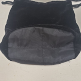 Vintage Black Velvet Embroidered Flowers Shoulder Bag Cinch Drawstring Purse