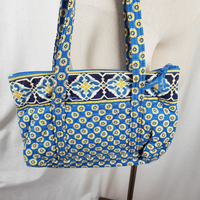Vera Bradley Riviera Blue Little Betsy Shoulder Tote Handbag Purse Retired 2008