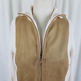 Liz Claiborne Angora Wool Faux Suede Bodice Sweater Jacket Shacket Womens L Tan
