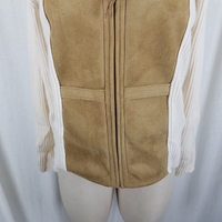 Liz Claiborne Angora Wool Faux Suede Bodice Sweater Jacket Shacket Womens L Tan