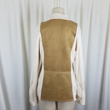 Liz Claiborne Angora Wool Faux Suede Bodice Sweater Jacket Shacket Womens L Tan