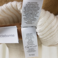 Liz Claiborne Angora Wool Faux Suede Bodice Sweater Jacket Shacket Womens L Tan