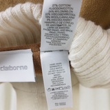 Liz Claiborne Angora Wool Faux Suede Bodice Sweater Jacket Shacket Womens L Tan