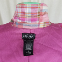 Lord & Taylor Patchwork Madras Plaid Jacket Blazer Womens 2 3/4 Sleeves Pink