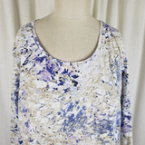 Chico's Abstract Print Scoop Neck Tunic Top Shirt Womens 3 XL Lagenlook Stretch