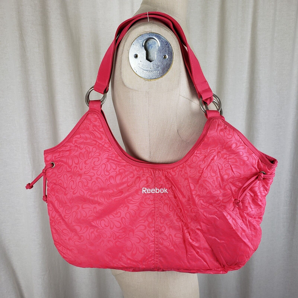 Vintage Reebok Bright Pink Large Tote Shoulder Bag Weekender Gym Purse