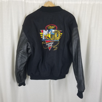 Miller Genuine Draft MGD Wool Leather Bomber Jacket Mens L Vintage MV Sport 90s