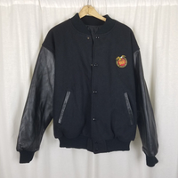 Miller Genuine Draft MGD Wool Leather Bomber Jacket Mens L Vintage MV Sport 90s