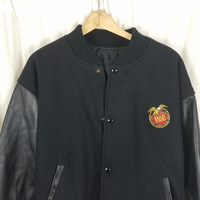 Miller Genuine Draft MGD Wool Leather Bomber Jacket Mens L Vintage MV Sport 90s