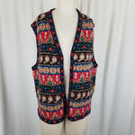 Vintage J.Jill Hand Embroidered Knit Sweater Vest Fair Isle Nordic Womens XL