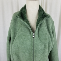 Laura Scott Faux Fur Lined Fleece Windbreaker Jacket Womens XL Contrast Green