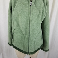Laura Scott Faux Fur Lined Fleece Windbreaker Jacket Womens XL Contrast Green
