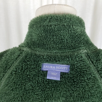 Laura Scott Faux Fur Lined Fleece Windbreaker Jacket Womens XL Contrast Green